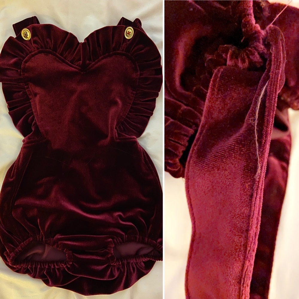 Burgundy Velvet Sunsuit